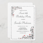 シック·フローラがスイート16回/彼女の誕生日パーティーを回る 招待状 (正面/裏面)