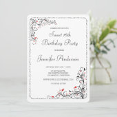 シック·フローラがスイート16回/彼女の誕生日パーティーを回る 招待状 (スタンド正面)