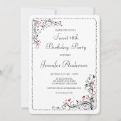 シック·フローラがスイート16回/彼女の誕生日パーティーを回る 招待状 (正面)