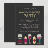 シック·ブモダンラック·ワイン·テイスティング·パーティー 招待状 (正面/裏面)