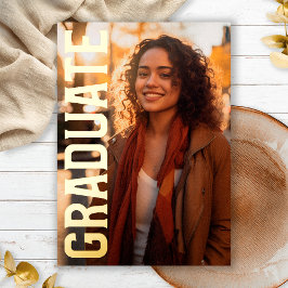 シック・ブラックはっきりしたゴールド・フォイル写真卒業パーティー 箔招待状