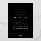 シック・ブラックはっきりしたゴールド・フォイル写真卒業パーティー 箔招待状 (裏面)