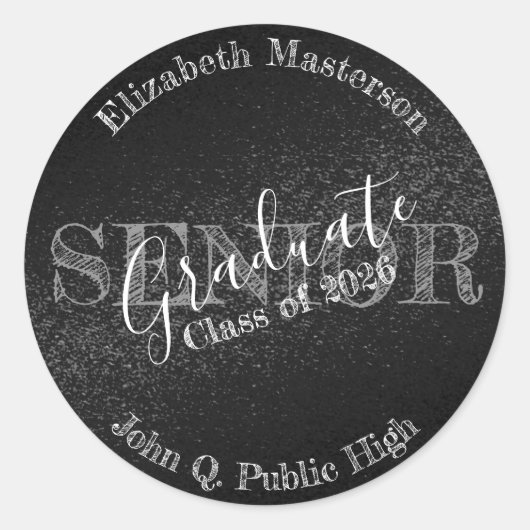 シック・ブラック卒業生シニアクラス ラウンドシール (正面)