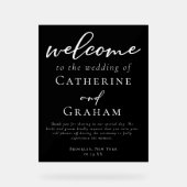 シック・ブラック歓迎のミニマル結婚リスト アクリルサイン (正面)