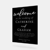 シック・ブラック歓迎のミニマル結婚リスト アクリルサイン (傾斜)