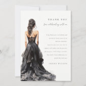 シック・ブラック結婚ズ・ガウンブライダルシャワーありがとう 招待状 (正面)