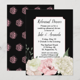 シック・ブラック結婚・リハーサル・ディナー 招待状