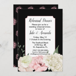 シック・ブラック結婚・リハーサル・ディナー 招待状