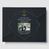 シック・ブラック金ゴールドロースクール写真卒業パーティー ゲストブック (正面)