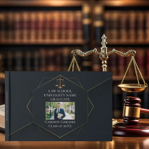 シック・ブラック金ゴールドロースクール写真卒業パーティー ゲストブック