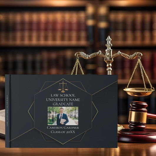 シック・ブラック金ゴールドロースクール写真卒業パーティー ゲストブック