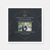 シック・ブラック金ゴールドロースクール写真卒業パーティー スタンダードカクテルナプキン (正面)