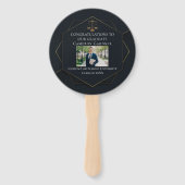 シック・ブラック金ゴールドロースクール写真卒業パーティー ハンドファン (裏面)