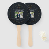 シック・ブラック金ゴールドロースクール写真卒業パーティー ハンドファン (正面&裏面)