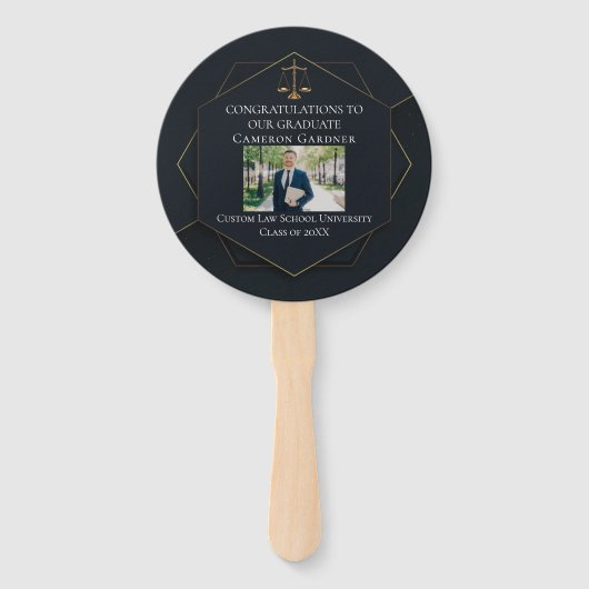 シック・ブラック金ゴールドロースクール写真卒業パーティー ハンドファン (正面)