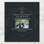 シック・ブラック金ゴールドロースクール写真卒業パーティー ワインラベル (シングルラベル)