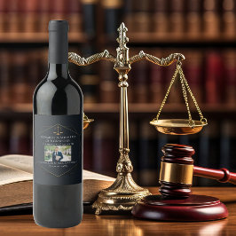 シック・ブラック金ゴールドロースクール写真卒業パーティー ワインラベル