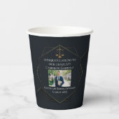 シック・ブラック金ゴールドロースクール写真卒業パーティー 紙コップ (裏面)