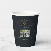 シック・ブラック金ゴールドロースクール写真卒業パーティー 紙コップ (正面)