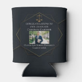 シック・ブラック金ゴールドロースクール写真卒業パーティー 缶クーラー (裏面)