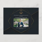 シック・ブラック金ゴールドロースクール写真卒業 案内ポストカード (正面)