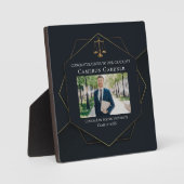 シック・ブラック金ゴールドロースクール卒業写真 フォトプラーク (正面)