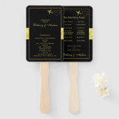 シック・ブラック金ゴールド結婚ハート式プログラム ハンドファン (正面&裏面)