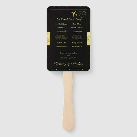 シック・ブラック金ゴールド結婚ハート式プログラム ハンドファン (裏面)