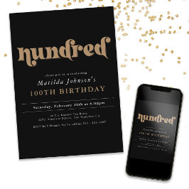 シック・ブラック金ゴールド100thバースデーパーティーへの招待 招待状