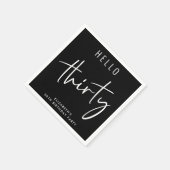 シック・ブラック30th誕生日パーティー スタンダードカクテルナプキン (角)