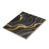 シック ブラック＆ゴールド メタリック マーブル ルック グラマラス タイル (側面)