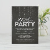 シック・ブラック&シルバー21再び誕生日パーティー 招待状 (スタンド正面)