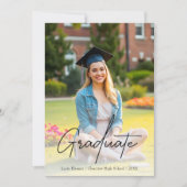 シック・ブラック・スクリプト卒業生2枚写真卒業 招待状 (正面)