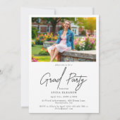 シック・ブラック・スクリプト卒業生2枚写真卒業 招待状 (裏面)