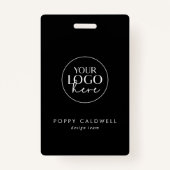 シック・ブラック・タイポグラフィ・ロゴQRコード従業員ID バッジ (正面)