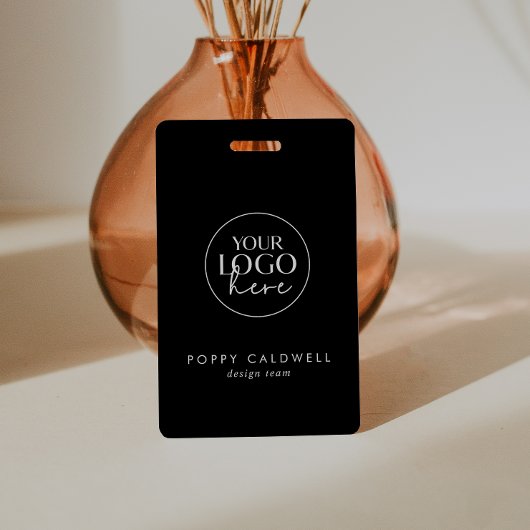 シック・ブラック・タイポグラフィ・ロゴQRコード従業員ID バッジ