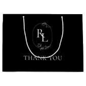 シック・ブラック | フローラ結婚モノグラム ラージペーパーバッグ (正面)