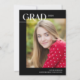 シック・ブラック&ホワイト2025写真卒業パーティー 招待状