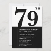 シック・ブラック&ホワイト79th誕生日の招待状 招待状 (正面)