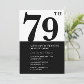 シック・ブラック&ホワイト79th誕生日の招待状 招待状 (スタンド正面)
