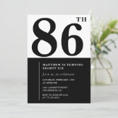 シック・ブラック&ホワイト86th誕生日の招待状 招待状 (スタンド正面)