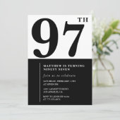 シック・ブラック&ホワイト97th誕生日の招待状 招待状 (スタンド正面)