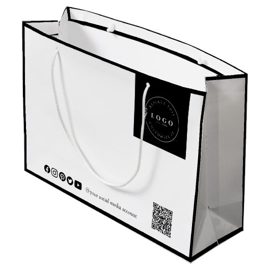 シック・ブラック&ホワイト・ビジネス ラージペーパーバッグ (裏面アングル)