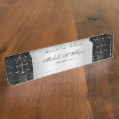 シック·ブラック·マーブル·シルバー·はかりで測オブ·ジャスティス·弁護士 デスクネームプレート (側面)