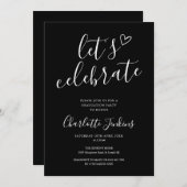 シック・ブラック・レッツ祝スの卒業式パーティー 招待状 (正面/裏面)