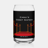 シック・ブラック&レッドカーペットスウィート16thバースデーパーティー ガラス缶 (正面)