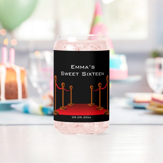 シック・ブラック&レッドカーペットスウィート16thバースデーパーティー ガラス缶 (インサイチュ (バースデー))