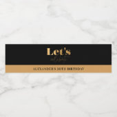 シック・ブラック&金ゴールドレッツ祝誕生日 ペットボトルラベル (シングルラベル)