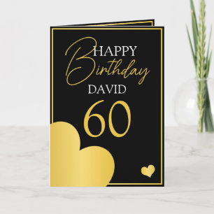 シック・ブラック&金ゴールド夫60th誕生日 カード