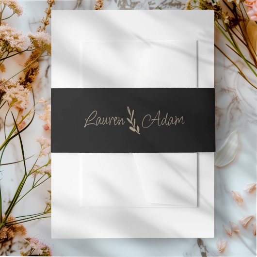 シック・ブラック&金ゴールド結婚ズ 招待状ベリーバンド